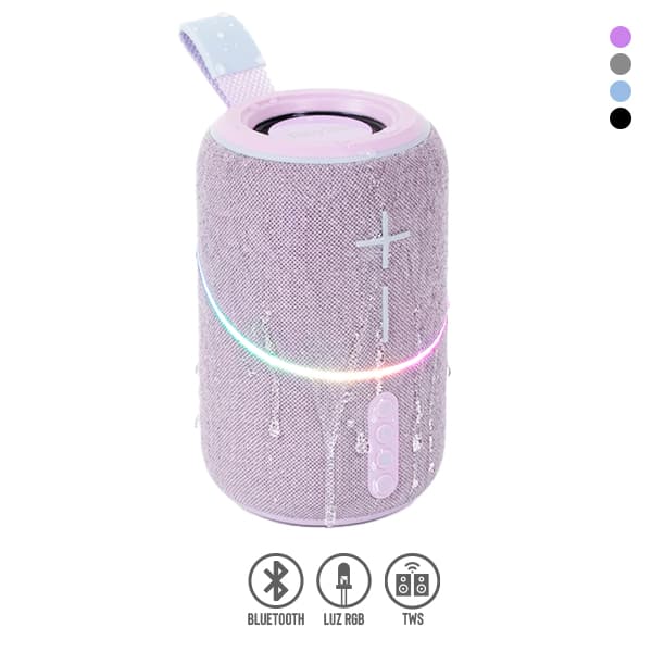 Bocina Bluetooth TWS, Resistente a Salpicaduras y Luz RGB
